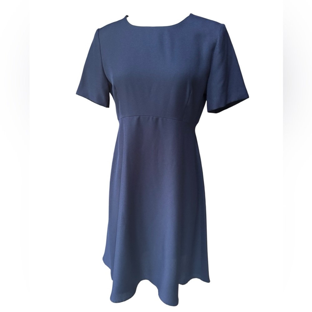 Nwot 1980s Does 40s Ejm Navy Poly Fit & Flare Dress